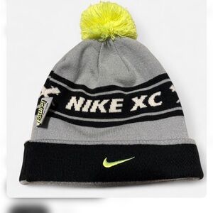 Nike XC Black and Gray Beanie with Neon Yellow Pom